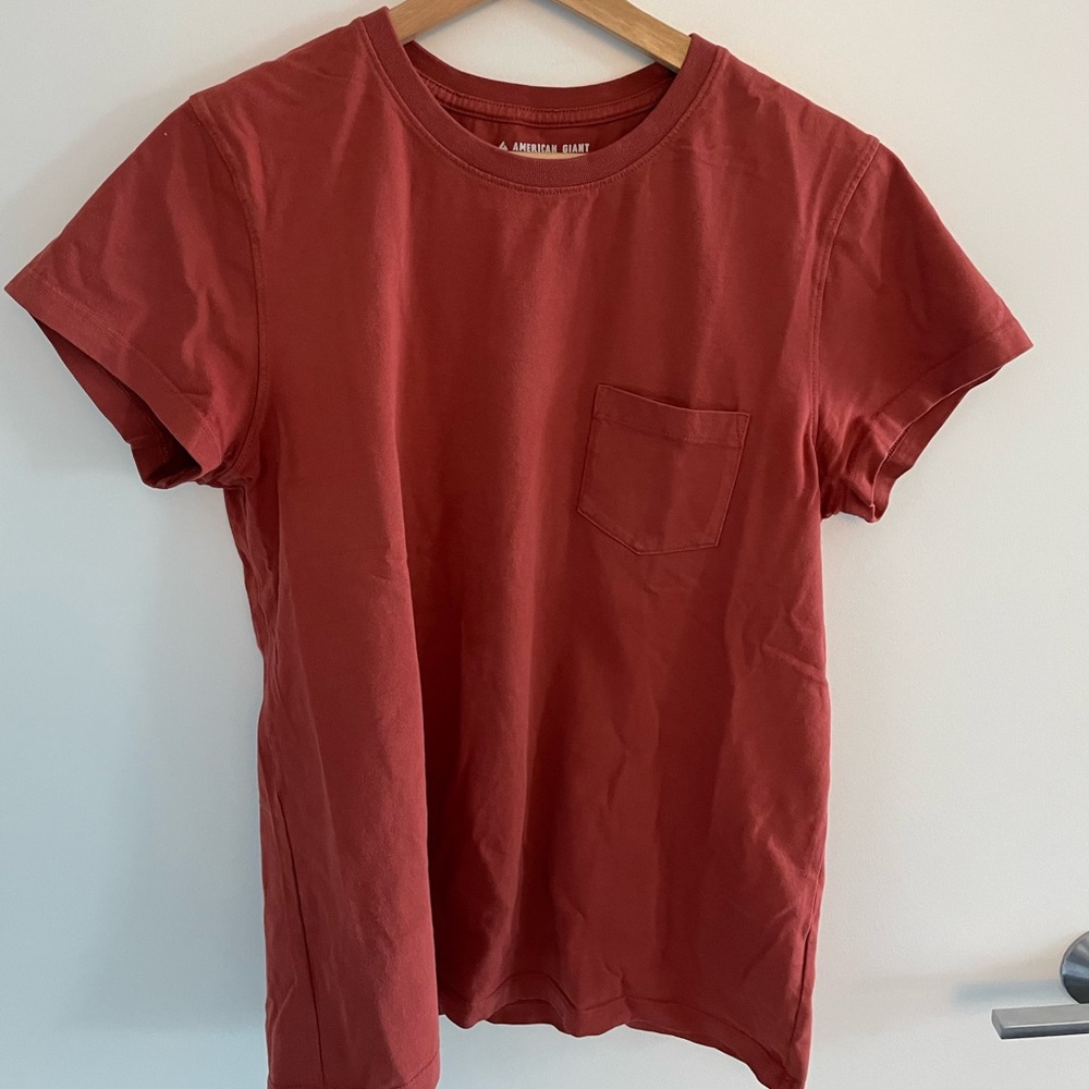 Orange-red American Giant T with front pocket
